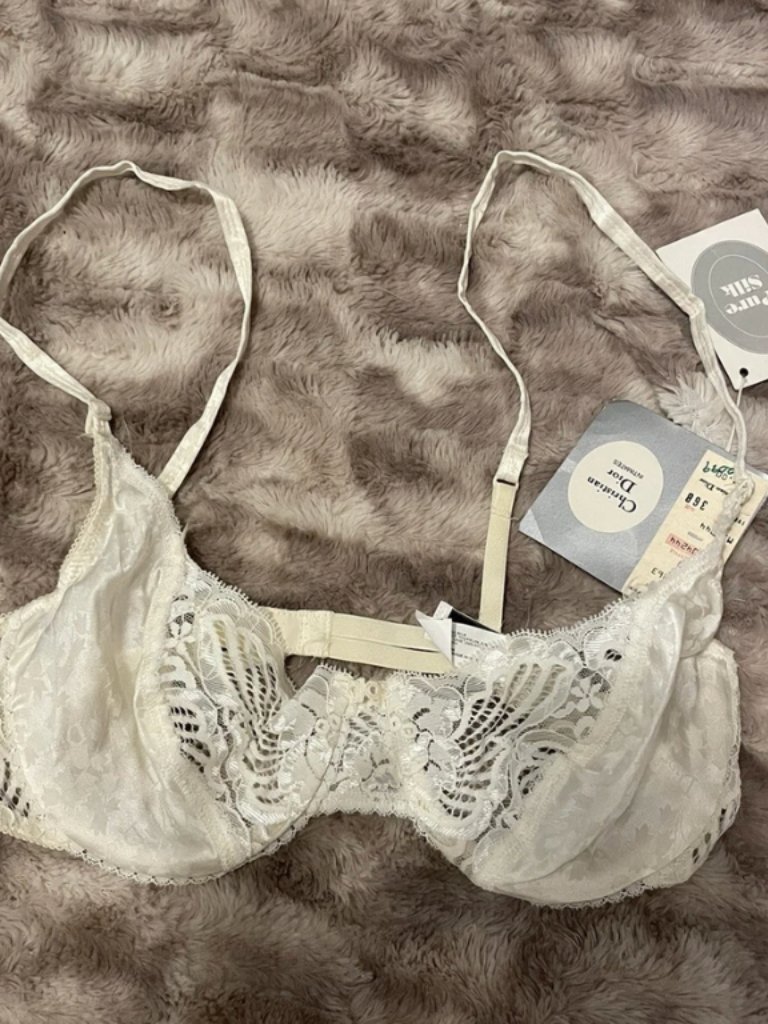 Vintage Christian Dior Pure Silk & Lace Bra - Nwt
